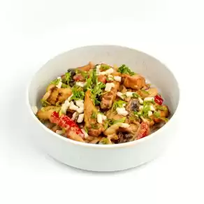 Лапша с курицей и грибами  (Сливочная)